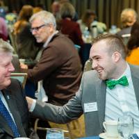 Benjamin Parsell talking with President Haas at Scholarship Dinner 2019